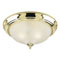 2 Light Flush Mount Ceiling Fixture Polished Brass Finish with Frosted Swirl Glass