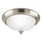 1 Light Flush Mount Ceiling Fixture Brushed Nickel Finish with Frosted Swirl Glass