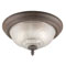 2 Light Flush Mount Ceiling Fixture Sienna Finish with Embossed Floral and Leaf Design Glass