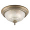 2 Light Flush Mount Ceiling Fixture Cozumel Gold Finish with Embossed Floral and Leaf Design Glass