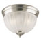 2 Light Flush Mount Ceiling Fixture Brushed Nickel Finish with Etched Glass Dome