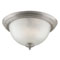 2 Light Flush Mount Ceiling Fixture Pewter Patina Finish with Frosted Ribbed Glass Dome
