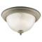 2 Light Flush Mount Ceiling Fixture Cobblestone Finish with Frosted Ribbed Glass Dome