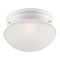 1 Light Flush Mount Ceiling Fixture White Finish with Frosted Ribbed Glass