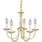 5 Light Chandeliers with Turned Center Column Polished Brass Finish