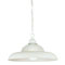 1 Light Pendant Textured White Finish with Embossed Floral and Leaf Design Glass with White Finish Metal Trim Ring