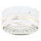 2 Light Flush Mount Ceiling Fixture White Finish with White and Clear Glass