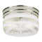 2 Light Flush Mount Ceiling Fixture Chrome Finish with White and Clear Glass