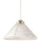 1 Light Pendant Polished Brass Finish with Crystal Ribbed Glass and White Drop Cord