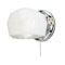 1 Light Wall Bracket with Ground Convenience Outlet and Pull Chain Chrome Finish Base with White and Crystal Glass