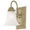 1 Light Wall Bracket with On/Off Switch Cobblestone Finish with Frosted White Alabaster Glass