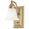 1 Light Wall Bracket with On/Off Switch Goldenrod Finish with Frosted Glass