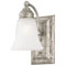 1 Light Wall Bracket with On/Off Switch Antique Pewter Finish with Frosted Pleated Glass
