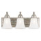 3 Light Wall Bracket Antique Pewter Finish with Frosted Pleated Glass