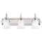 3 Light Wall Bracket Chrome Finish with Frosted Pleated Glass