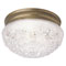 2 Light Flush Mount Ceiling Fixture Antique Brass Finish with Clear Faceted Glass