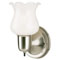 1 Light Wall Bracket with On/Off Switch Brushed Nickel Finish with White Opal Glass