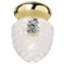 1 Light Flush Mount Ceiling Fixture Polished Brass Finish with Clear Acorn Design Glass
