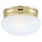 1 Light Flush Mount Ceiling Fixture Polished Brass Finish with Satin White Design Glass