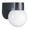 1 Light Hi-Impact Polycarbonate Wall Lantern Black Finish with White Glass Globe