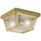 2 Light Porch Light Polished Brass Finish on Steel with Clear Textured Glass Panels