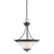 3 Light Dual Mount Pendant Weathered Bronze Finish with Frosted Glass