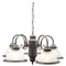 5 Light Chandelier Sienna Finish with Frosted Ribbed Glass Domes