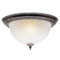 2 Light Flush Mount Ceiling Fixture Sienna Finish with Frosted Ribbed Glass Dome