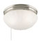 2 Light Flush Mount Ceiling Fixture with Pull Chain Brushed Nickel Finish with Frosted Fluted Glass