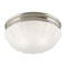 2 Light Flush Mount Ceiling Fixture Brushed Nickel Finish with Frosted Fluted Glass