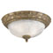 2 Light Flush Mount Ceiling Fixture Cozumel Gold Finish with Marbleized Alabaster Glass