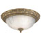 3 Light Flush Mount Ceiling Fixture Cozumel Gold Finish with Marbleized Alabaster Glass