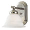 1 Light Wall Bracket Brushed Nickel Finish with Frosted White Alabaster Glass
