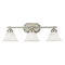 3 Light Wall Bracket Brushed Nickel Finish with Frosted White Alabaster Glass