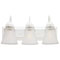 3 Light Wall Bracket White Finish with Embossed Floral and Leaf Design Glass