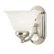 1 Light Wall Bracket Brushed Nickel Finish with Frosted White Alabaster Glass