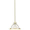 1 Light Mini Pendant Polished Brass Finish with Clear Ribbed Glass