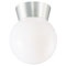 1 Light Flush Mount Ceiling Fixture Brushed Aluminum Finish on Cast Aluminum with White Glass Globe