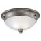 2 Light Flush Mount Ceiling Fixture Excavated Bronze Finish with Frosted Rope and Reed Design Glass
