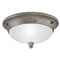 2 Light Flush Mount Ceiling Fixture Excavated Bronze Finish with Frosted Rope and Reed Design Glass