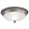 2 Light Flush Mount Ceiling Fixture Excavated Bronze Finish with Frosted Rope and Reed Design Glass