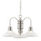 3 Light Chandelier Brushed Nickel Finish with Frosted White Alabaster Glass