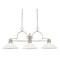 3 Light Island Pendant Brushed Nickel Finish with Frosted White Alabaster Glass