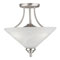 3 Light Semi-Flush Mount Ceiling Fixture Brushed Nickel Finish with Frosted White Alabaster Glass