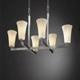 Chandelier - 6-Uplight Crossbar Chandelier w/ Round Flared Shades by Justice Design