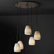 Pendants - 5-Light Cluster Pendant w/ Tapered Cylinder Shades by Justice Design