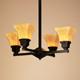 Ruskin 4 light chandelier; shades up
