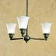 Simplicity 3 light chandelier; shades up