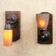 Thorsen 10" sconce with oak back plate; rigid mount